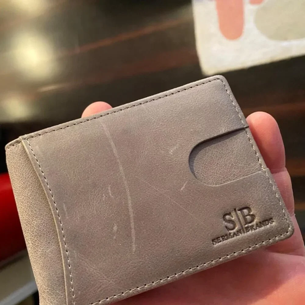 RFID Blocking Slim Bifold Genuine Leather Minimalist Front Pocket Wallet for Men